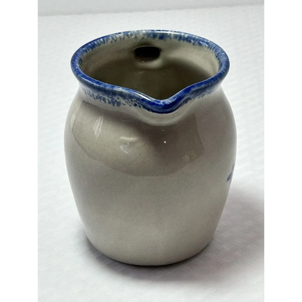 Loomco 4” sponge‎ ware pottery creamer pitcher